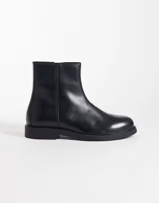ASOS DESIGN zip up boots in black leather