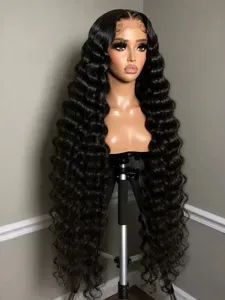 36 38 Inch HD Loose Deep Wave 13x6 HD Lace Front Human Hair Wigs Brazilian Curly Water Wavy 13x4 Lace Frontal Glueless W