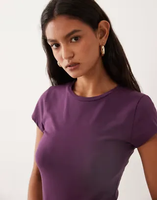 Cotton On All day crew neck T-shirt in plum pulse