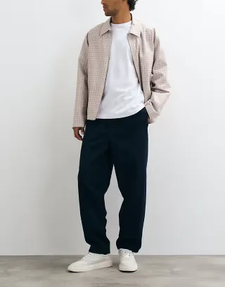 ASOS DESIGN tailored pull on oversized tapered pants in navy