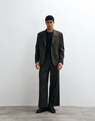 ASOS DESIGN relaxed suit in brown subtle stripe