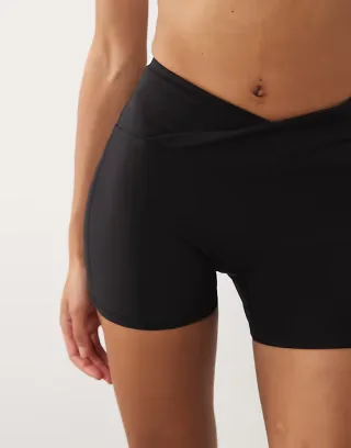 4505 soft touch wrap waist booty shorts in black