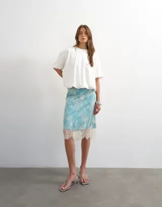 Topshop bubble hem tee in ivory