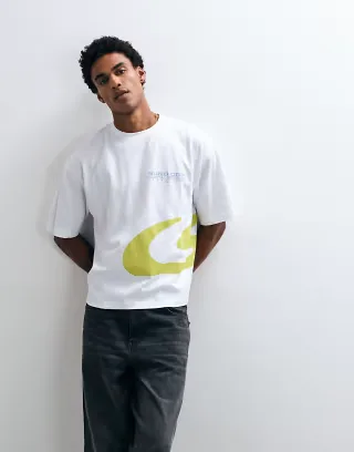 ASOS DESIGN boxy oversized T-shirt with large street graphic in white