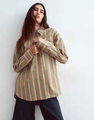 ARRANGE premium oversized shirt in stone striped print