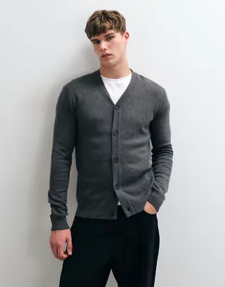 Threadbare button up knitted cardigan in gray heather