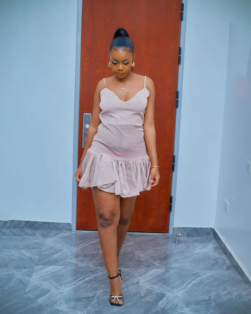 GLITTER STRAP FRILL DRESS
