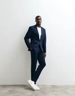 ASOS DESIGN flexMAX? skinny suit in navy
