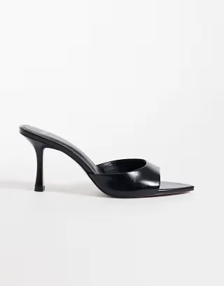 Mango faux leather heeled mules in black