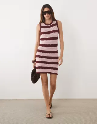 ASOS DESIGN crochet knit stripe mini dress
