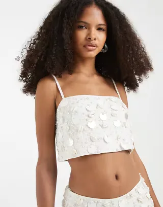 ASOS DESIGN scarf detail embellished tank top -set