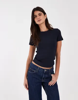 JJXX ribbed T-shirt in black