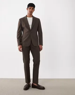 ASOS DESIGN slim suit in brown heather
