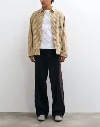 ASOS DESIGN wide leg jeans in soft brown with pleat