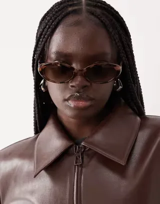 ASOS DESIGN oval sunglasses in milky tort