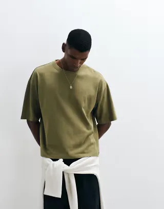 ASOS DESIGN heavyweight oversized boxy t-shirt in khaki green