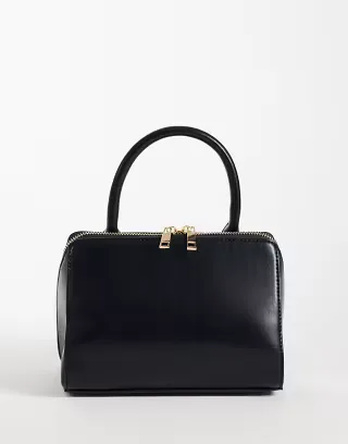 Glamorous top handle box bag in black