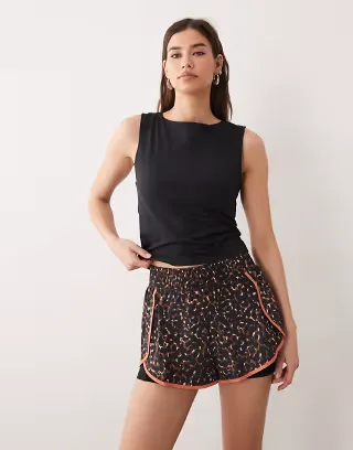 Sweaty Betty 2 in 1 training shorts in leopard print