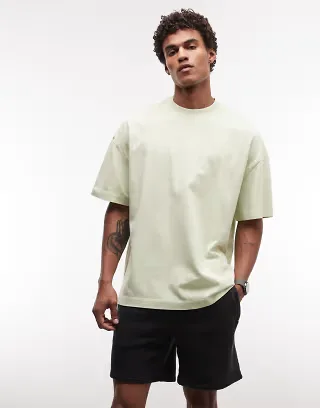 4505 Icon heavyweight cotton oversized t-shirt with quick dry finish in washed pistachio