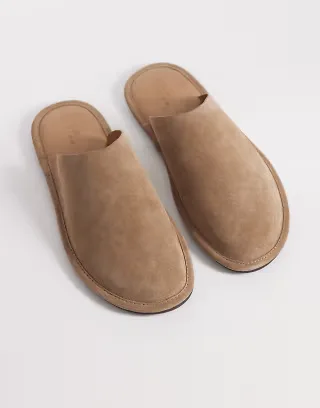ASOS DESIGN mules in stone suede