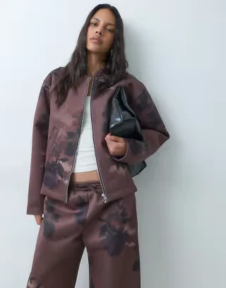 ASOS DESIGN co ord floral print scuba-style fabric jacket in multi