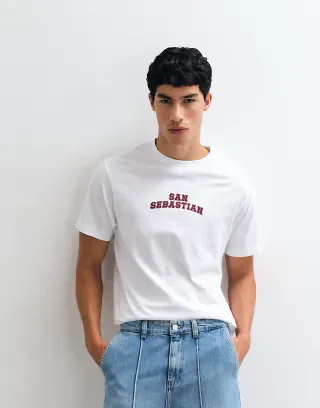ASOS DESIGN t-shirt with San Sebastian graphic in white