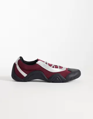 JW PEI Caitlin faux suede lace-up ballet sneakers in burgundy & light gray