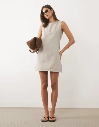 ASOS DESIGN shift dress in taupe