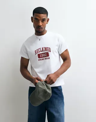 Reclaimed Vintage tee in white college print - part of a set