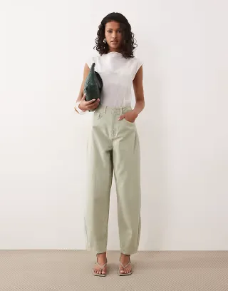 ASOS DESIGN slim barrel jeans in sage
