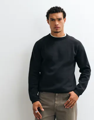 ASOS DESIGN relaxed compact knit sweater in black