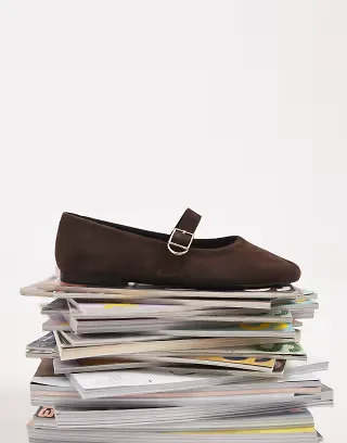 Vagabond Shoemakers Jolin suede Mary Jane ballet flats in coffee