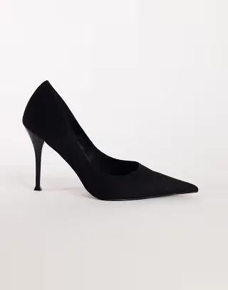 Topshop Alexander high heel court shoe in black faux suede