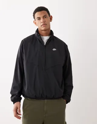 Nike half zip logo jacket in black