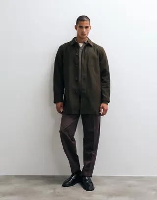 ASOS DESIGN wool look coat in brown mini plaid