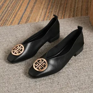 240926 Womens Mary Jane Flats - Square Toe Retro Casual Solid Color Low Heels, Sizes 34-43