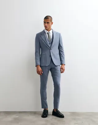 ASOS DESIGN skinny 3-piece suit in blue