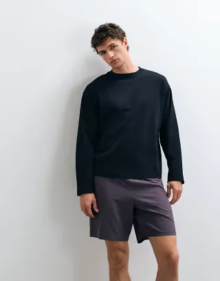 4505 heavyweight cotton shrunken boxy fit long sleeve t-shirt with quick dry finish in black