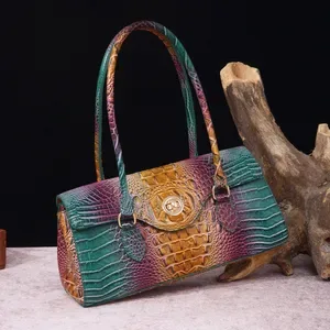 Vintage Middle Eastern cross-border Amazon independent store handbag with shoulder strap, rectangular bag, crocodile-pat