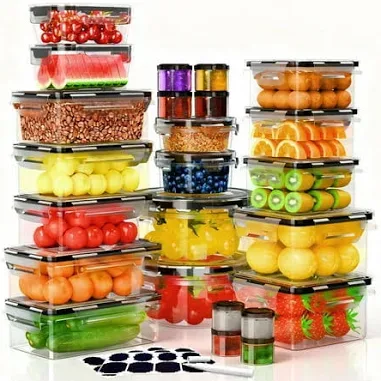 Food Storage Containers with Lids, 52 Piece Leak Proof Clear Plastic Food Container for Food, BPA-Free, Food Meal Storag