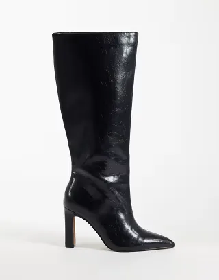 ASOS DESIGN Charming heeled knee boots in black