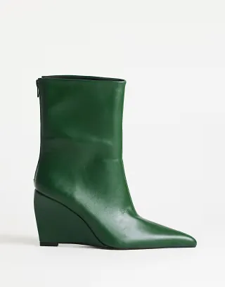Topshop Kendrick sculpted wedge ankle boot in dark green