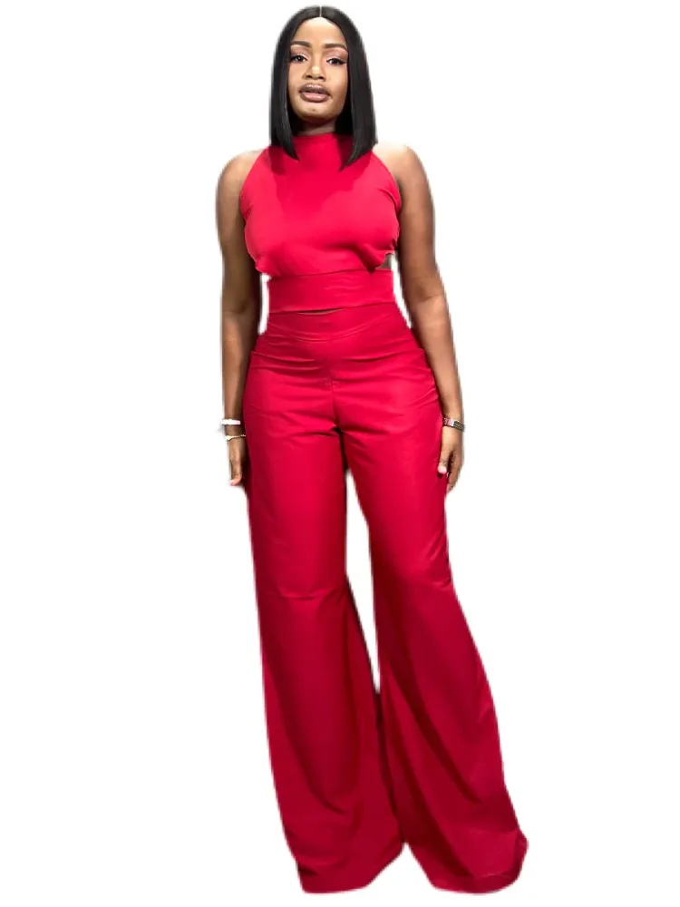 HALTER NECK TOP AND WIDE LEG PANT