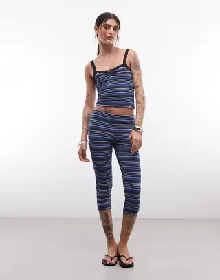 COLLUSION fitted capris in blue striped print - part of a set