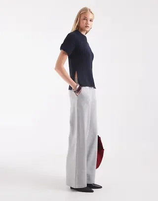 ASOS DESIGN wide leg brushback sweatpants in gray
