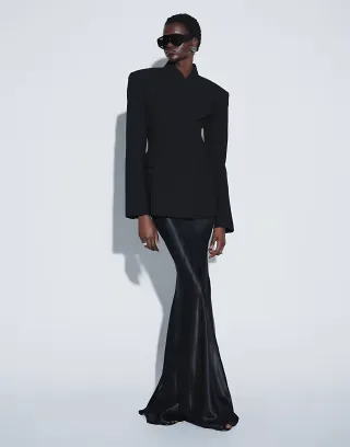 ASOS DESIGN TTYA satin maxi skirt in black