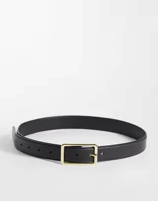 ASOS DESIGN square buckle waist and hip belt in black