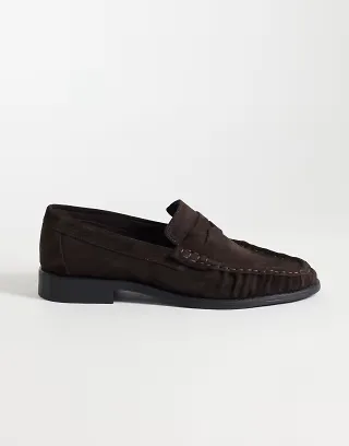 NOAK made in Portugal loafers in brown suede with ruched apron