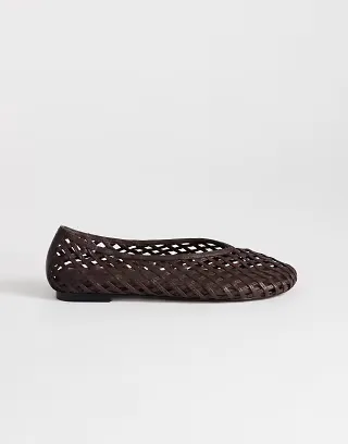 Topshop Luna woven ballet flats in chocolate