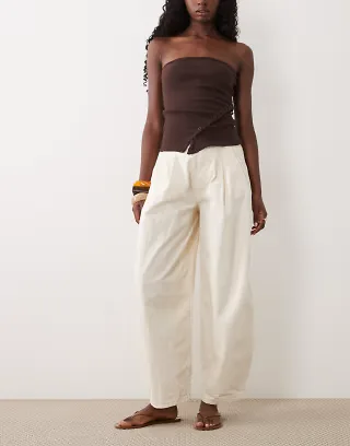 ASOS DESIGN seam detail balloon pants in stone